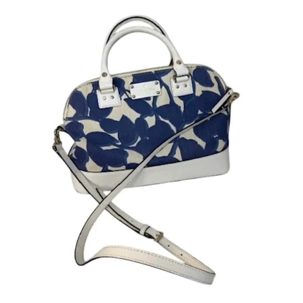 Kate Spade Wellesley Small Rachelle Leather Crossbody Satchel Hyacinth Leaves